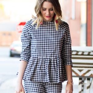NWT Victoria Beckham Target Gingham Peplum Top